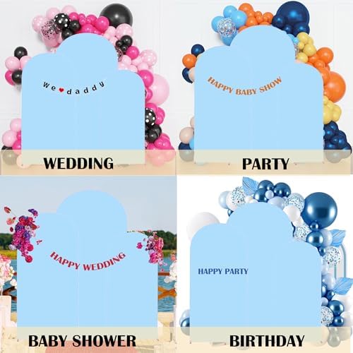 Baby Blue 4,5,6ft Set of 3 Arch Backdrop Cover (No Stand) in 4FT-5FT-6FT in Baby Blue, alternate view 5
