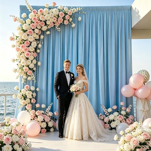 Baby Blue Backdrop Curtain - 20x10FT Back Drop Curtains for Parties Wrinkle-Free Soft Polyester Photo Backdrop, alternate