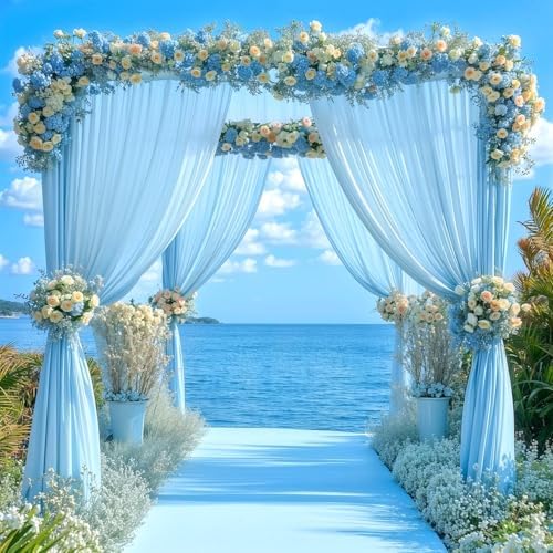 Baby Blue Backdrop Curtains 16 x 10 ft for Photo Background Wrinkle-Free in W4' x H10'(4 panels) in Baby Blue, alternate view