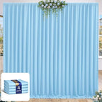 Baby Blue Backdrop Curtains 16 x 10 ft for Photo Background Wrinkle-Free in W4' x H10'(4 panels) in Baby Blue, alternate view
