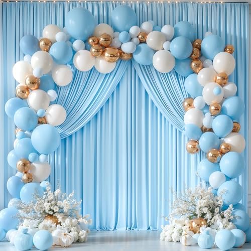 Baby Blue Backdrop Curtains 24 x 10 ft for Photo Background Wrinkle-Free in W4' x H10'(6 panels) in Baby Blue, alternate view