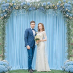 Baby Blue Backdrop Curtains 24 x 10 ft for Photo Background Wrinkle-Free in W4' x H10'(6 panels) in Baby Blue, alternate view