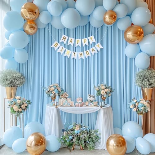 Baby Blue Backdrop Curtains 8 x 10 ft for Photo Background Wrinkle-Free in W4' x H10'(2 panels) in Baby Blue