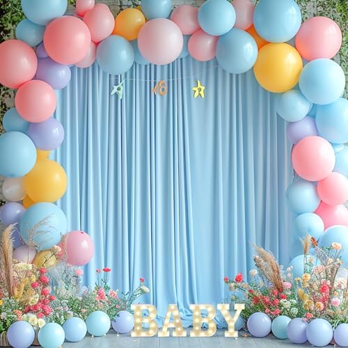 Baby Blue Backdrop Curtains 8 x 10 ft for Photo Background Wrinkle-Free in W4' x H10'(2 panels) in Baby Blue, alternate view