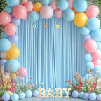 Baby Blue Backdrop Curtains 8 x 10 ft for Photo Background Wrinkle-Free in W4' x H10'(2 panels) in Baby Blue, alternate view