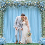 Baby Blue Backdrop Curtains 8 x 10 ft for Photo Background Wrinkle-Free in W4' x H10'(2 panels) in Baby Blue, alternate view