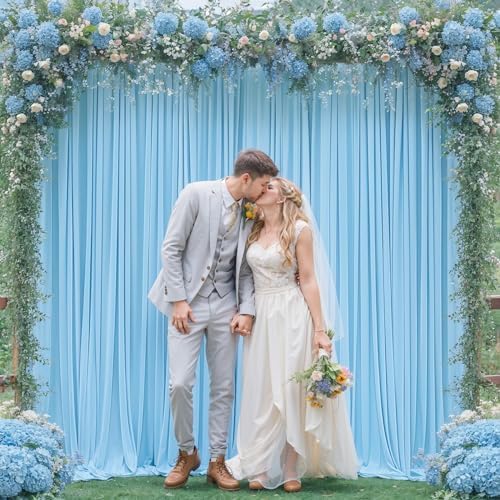 Baby Blue Backdrop Curtains 8 x 10 ft for Photo Background Wrinkle-Free in W4' x H10'(2 panels) in Baby Blue, alternate view