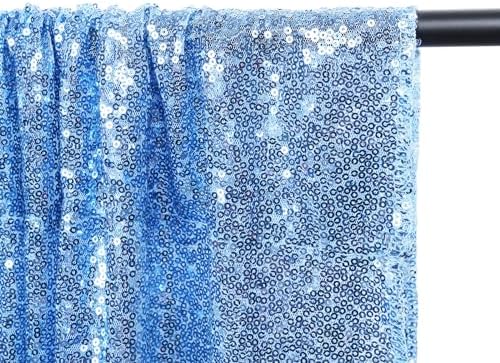 Baby Blue Sequin Backdrop Curtain, 2 Panels 2Ft x 8Ft Glitter Photography Background for Party Baby Shower, alternate view 4