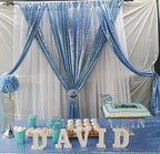 Baby Blue Sequin Backdrop Curtain, 2 Panels 2Ft x 8Ft Glitter Photography Background for Party Baby Shower, alternate view 5
