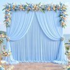 Baby Blue Tulle Backdrop Curtain for Parties Wedding,20ft x 10ft Wrinkle Free Curtain Backdrop,2 Layer Drapes, alternate view