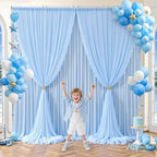 Baby Blue Tulle Backdrop Curtain for Parties Wedding,20ft x 10ft Wrinkle Free Curtain Backdrop,2 Layer Drapes, alternate view