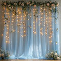 Baby Blue Tulle Backdrop Curtain with Lights for Decor, 10x10FT in 10x10FT