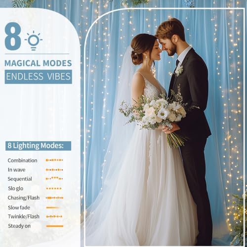 Baby Blue Tulle Backdrop Curtain with Lights for Decor, 10x10FT in 10x10FT, alternate view 4