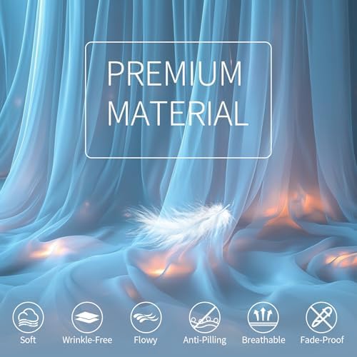 Baby Blue Tulle Backdrop Curtain with Lights for Decor, 10x10FT in 10x10FT, alternate view 5