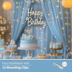 Baby Blue Tulle Backdrop Curtain with Lights for Decor, 10x10FT in 10x10FT, alternate view 7