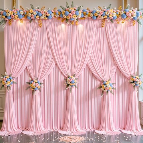 Baby Pink Backdrop Curtains 40 x 10 ft for Photo Background Wrinkle-Free in W4' x H10'(10 panels) in Baby Pink, alternate