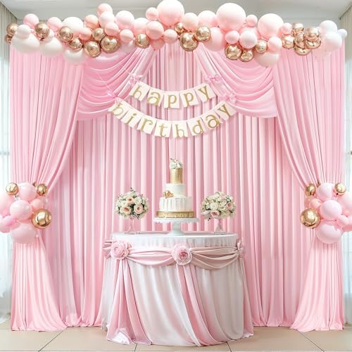Baby Pink Backdrop Curtains 8 x 10 ft for Photo Background Wrinkle-Free in W4' x H10'(2 panels) in Baby Pink, alternate view