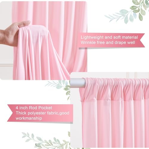 Baby Pink Backdrop Curtains 8 x 10 ft for Photo Background Wrinkle-Free in W4' x H10'(2 panels) in Baby Pink, alternate view