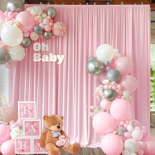 Baby Pink Backdrop Curtains 8 x 10 ft for Photo Background Wrinkle-Free in W4' x H10'(2 panels) in Baby Pink, alternate view