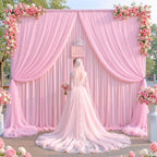 Baby Pink Tulle Backdrop Curtain for Parties Wedding,30ft x 10ft Wrinkle Free Curtain Backdrop,2 Layer Drapes, alternate view