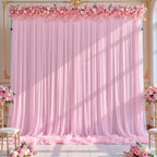 Baby Pink Tulle Backdrop Curtain for Wedding Parties,10ft x 10ft Wrinkle Free Curtain Backdrop,2 Layer Drapes, alternate view