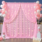Baby Pink Tulle Backdrop Curtain for Wedding Parties,10ft x 10ft Wrinkle Free Curtain Backdrop,2 Layer Drapes, alternate view