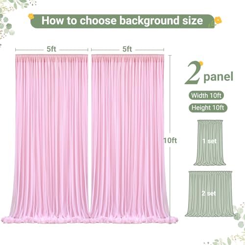 Baby Pink Tulle Backdrop Curtain for Wedding Parties,10ft x 10ft Wrinkle Free Curtain Backdrop,2 Layer Drapes, alternate view