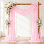 Baby Pink Wedding Arch Draping Fabric Sheer Curtain Drapes 3 Panels | 20 ft Extra Long Shimmery Backdrop