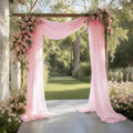 Baby Pink Wedding Arch Draping Fabric Sheer Curtain Drapes | 31" x 20 ft Extra Long Shimmery Backdrop Curtains