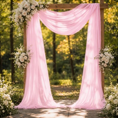 Baby Pink Wedding Arch Draping Fabric Sheer Curtain Drapes | 31" x 20 ft Extra Long Shimmery Backdrop Curtains, alternate