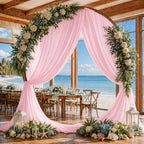 Baby Pink Wedding Arch Draping Fabric Sheer Curtain Drapes | 31" x 20 ft Extra Long Shimmery Backdrop Curtains, alternate