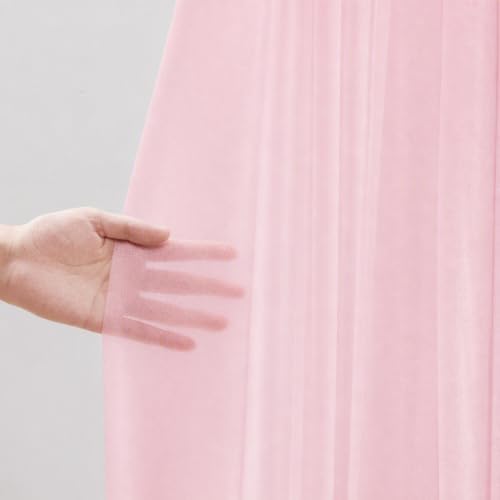 Baby Pink Wedding Arch Draping Fabric Sheer Curtain Drapes | 31" x 20 ft Extra Long Shimmery Backdrop Curtains, alternate