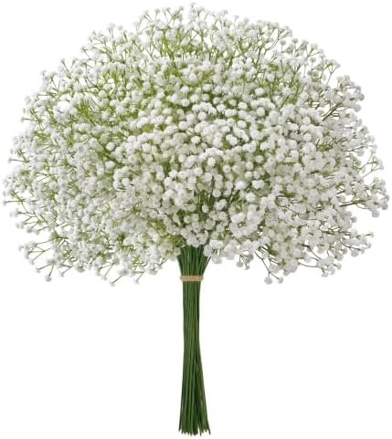 Babys Breath Artificial Flowers, 30 pcs White Flowers Artificial Real Touch Faux Flowers Bouquet Look Real Fake