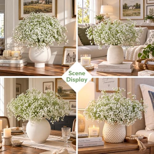 Babys Breath Artificial Flowers, 30 pcs White Flowers Artificial Real Touch Faux Flowers Bouquet Look Real Fake, alternate