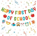 Back to School Decorations - Happy First Day of School Banner Sign Decor for Indoor Outdoor | Back To School
