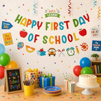 Back to School Decorations - Happy First Day of School Banner Sign Decor for Indoor Outdoor | Back To School, alternate view