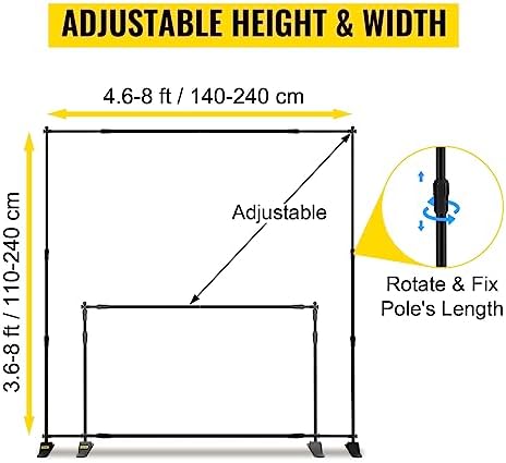 Backdrop Banner Stand 8 x 8 Ft Adjustable Height Background Stand Backdrop with 1 Carrying Bag, Backdrop Stand, alternate