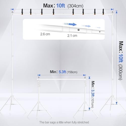 Backdrop Stand 10x10FT Adjustable Back Drop Stand for Party -White in 10x10FT, alternate view 2