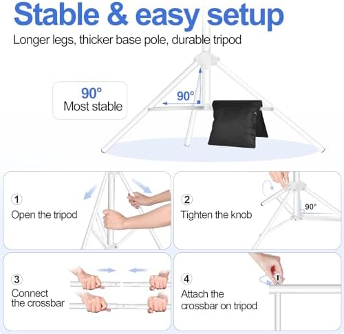 Backdrop Stand 10x10FT Adjustable Back Drop Stand for Party -White in 10x10FT, alternate view 4