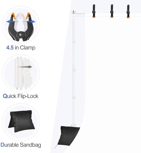 Backdrop Stand 10x10FT Adjustable Back Drop Stand for Party -White in 10x10FT, alternate view 5