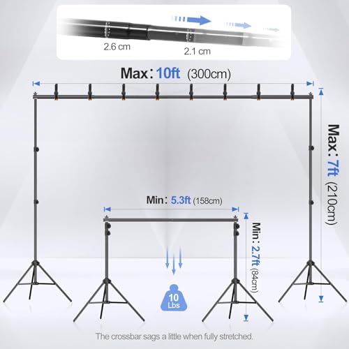 Backdrop Stand 10x7FT Adjustable Back Drop Stand for Party Photoshoot in 10x7FT, alternate view 2