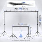 Backdrop Stand 10x7FT Adjustable Back Drop Stand for Party Photoshoot in 10x7FT, alternate view 2