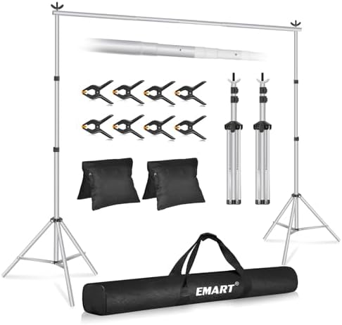 Backdrop Stand 10x7FT Adjustable Back Drop Stand for Party -Silver in 10x7FT