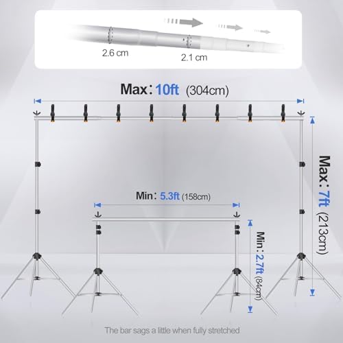 Backdrop Stand 10x7FT Adjustable Back Drop Stand for Party -Silver in 10x7FT, alternate view 3