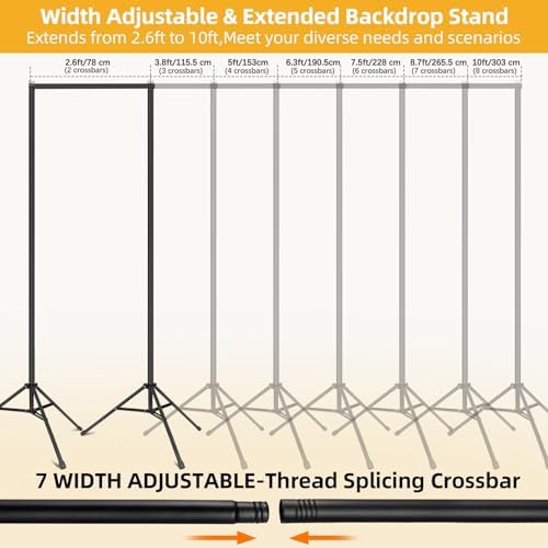 Backdrop Stand 10x7ft(WxH)- 7 Widths Photo Studio Adjustable Background Stand Support kit with Clamps, Carrying, alternate