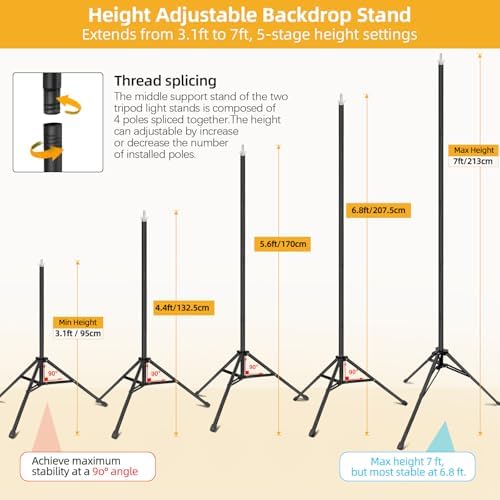 Backdrop Stand 10x7ft(WxH)- 7 Widths Photo Studio Adjustable Background Stand Support kit with Clamps, Carrying, alternate