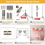 Backdrop Stand 10x7ft(WxH)- 7 Widths Photo Studio Adjustable Background Stand Support kit with Clamps, Carrying, alternate