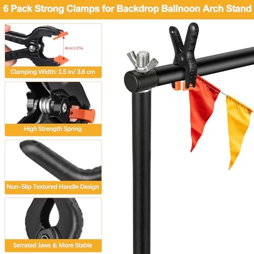 Backdrop Stand 10x7ft(WxH)- 7 Widths Photo Studio Adjustable Background Stand Support kit with Clamps, Carrying, alternate