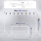 Backdrop Stand 10x7ft(WxH) Photo Studio Adjustable Background Stand Support kit with 2 Crossbars, 8 Clamps, 2, alternate view