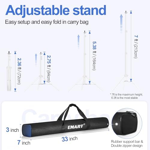 Backdrop Stand 10x7ft(WxH) Photo Studio Adjustable Background Stand Support kit with 2 Crossbars, 8 Clamps, 2, alternate view